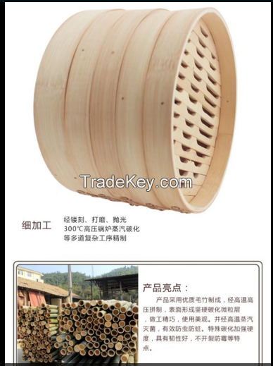 Handmade household bamboo steamer round bamboo steamer 30cm bamboo bamboo steamer steamed buns