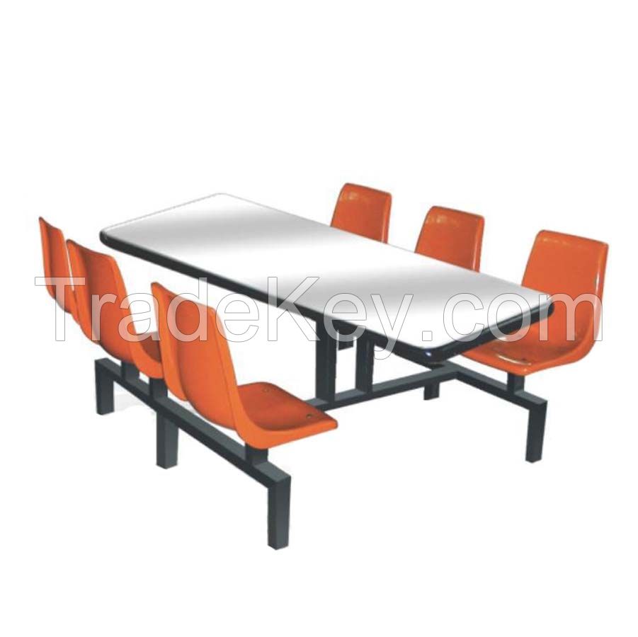 Glass fiber student dining table and chair for 6 persons