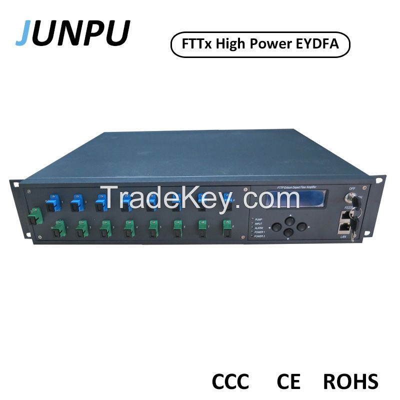 Junpu 8 outputs 22dbm Per Port FTTH High Optical Amplifier Price EYDFA Fiber Optic Amplifier PON EDFA WDM