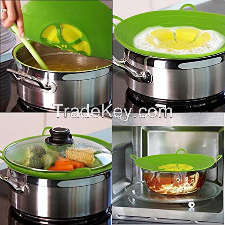 Cookware Lids 13 Inch Useful Multi-function Silicone Spill Stopper Lid Kitchen Utensils Pan Cooking Tools
