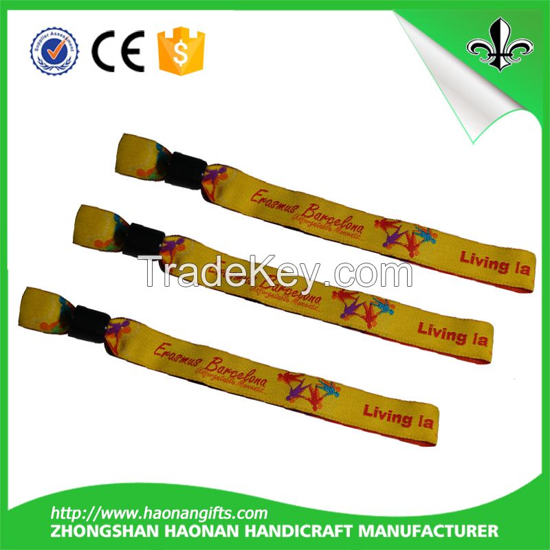 Buy vip golden thread woven self adhesive wristbands