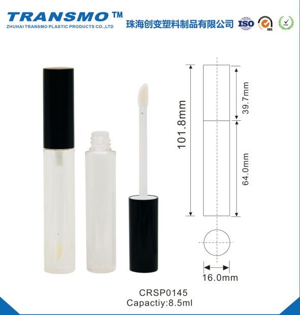 8.5ml empty plastic clear lip gloss tube with lip applicator