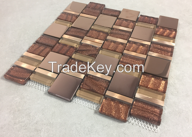 Glass mix aluminium mosaic tile