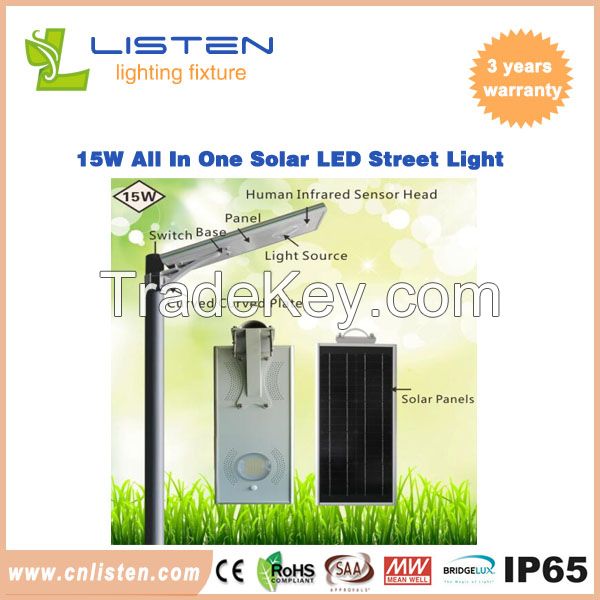 8W/12W All in One Solar LED Street Light CE RoHS IP65 Approved