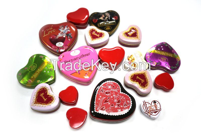 cheap price factory manufacturing food grade metal heart shaped chocolate candy tin box