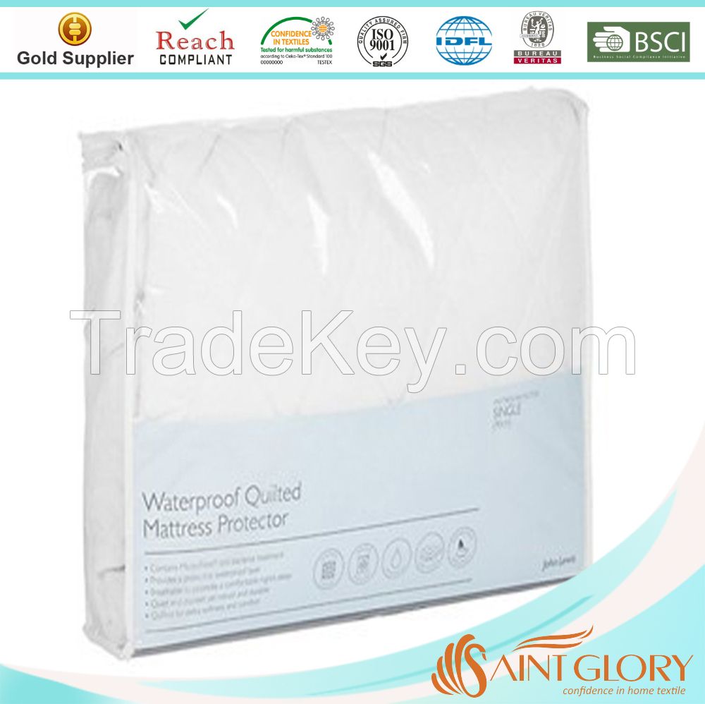 Amazon Hot Selling Hotel Water Proof Cotton Fabric Mattress Protector Soft Mattress Cover / Pad