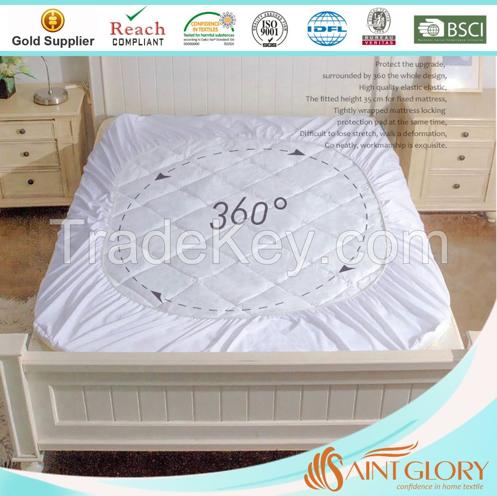 Amazon Hot Selling Hotel Water Proof Cotton Fabric Mattress Protector Soft Mattress Cover / Pad