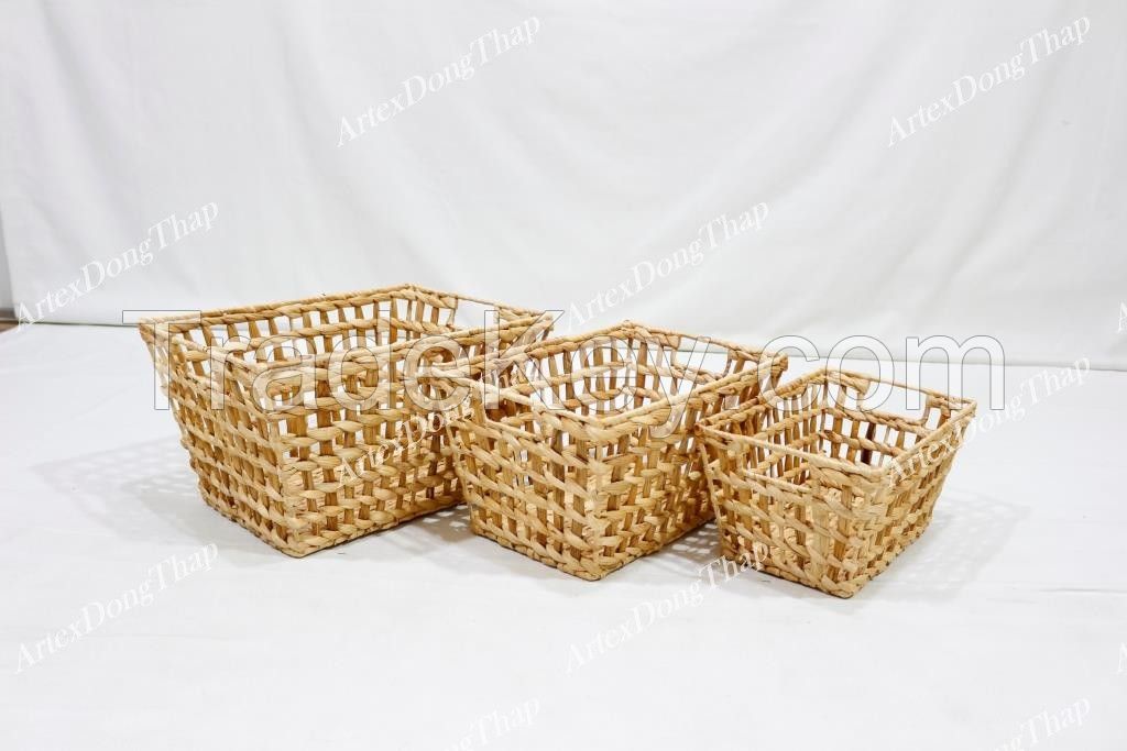 New Design Water Hyacinth Storage Basket - Sd10552a-3na