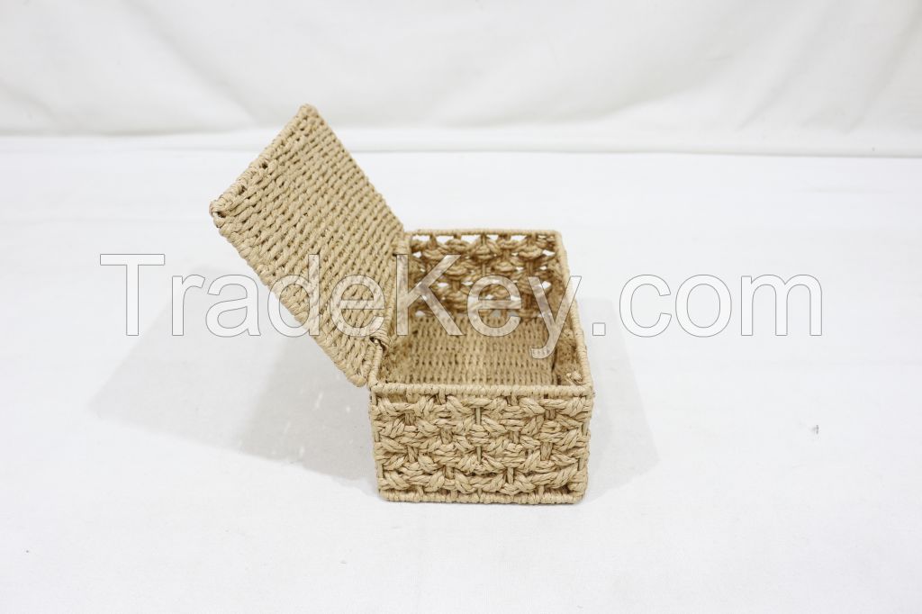 New Paper Rope Box Handmade, brow home decor -CH4409A-1BR