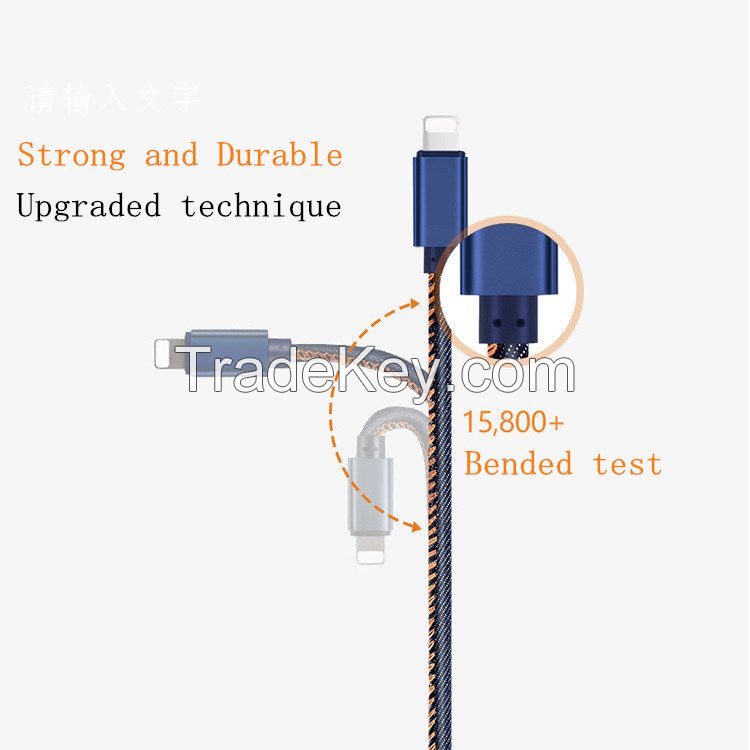 Jeans Stitched USB Cable, USB A to Lightning Cable / Type C Cable / Mi