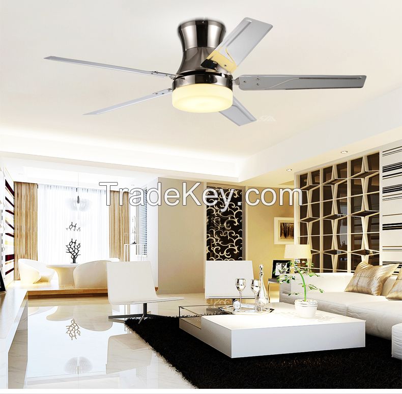 52 inch flush mounted low power consumption iron blade ceiling fan with single led light kit remote control