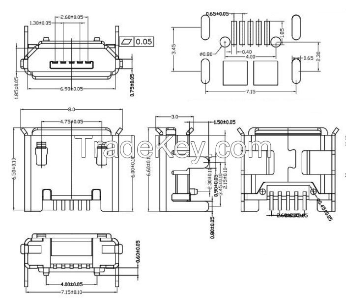 Micro USB Socket 5 Pins Connector USB Connector mini USB factory