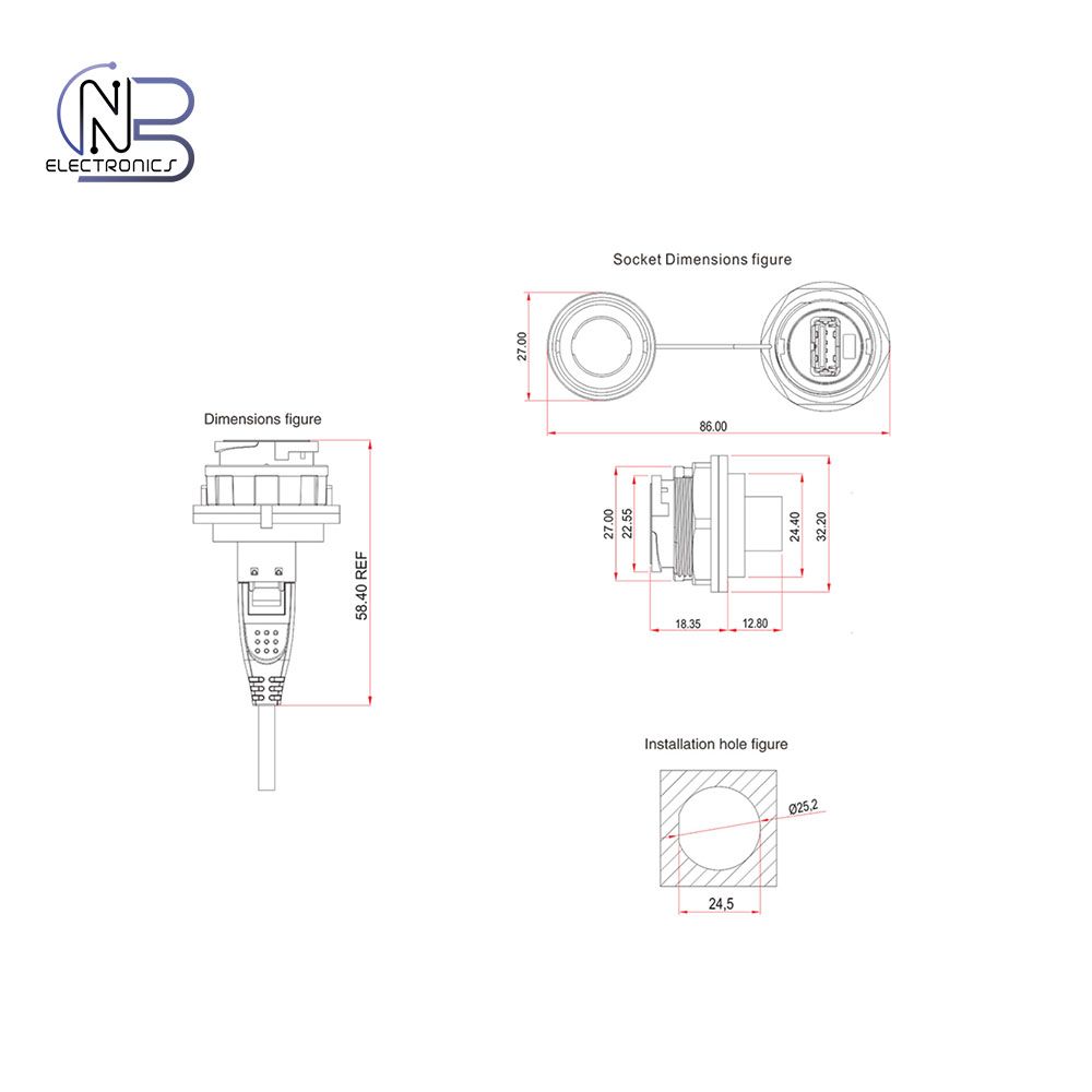 RoHS UL fireproof and IP67 Waterproof Data USB 2.0 3.0 Connector for data transmission equipment