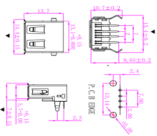 Flameproof Type A Female USB Connector  AF 90Ãï¿½ÃÂ°