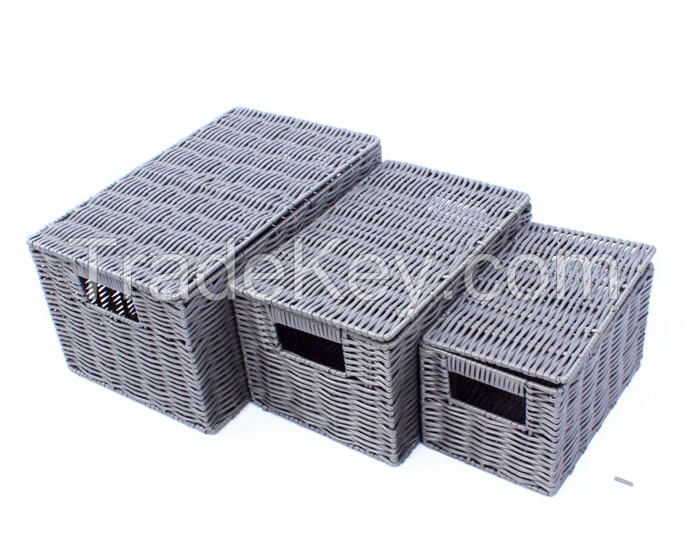 Woven Storage basket with lid for storage & organization