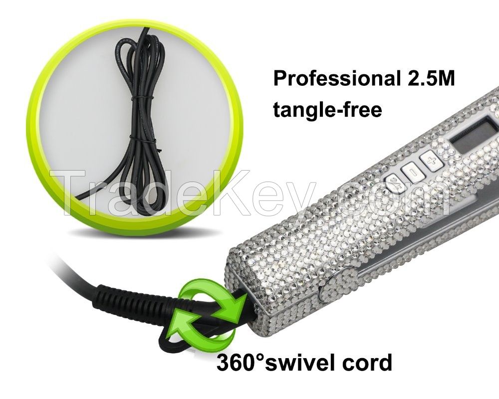 Magic Crystal Rhinestone Mini Professional Hair Straightener Electric Custom Bling Flat Iron Private Label Flat Iron