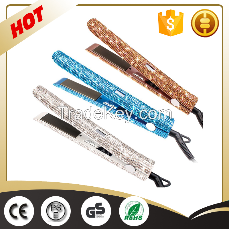 Magic Crystal Rhinestone Mini Professional Hair Straightener Electric Custom Bling Flat Iron Private Label Flat Iron