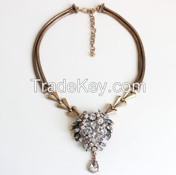 New design imitation jewelry rhinestone snake chain necklace