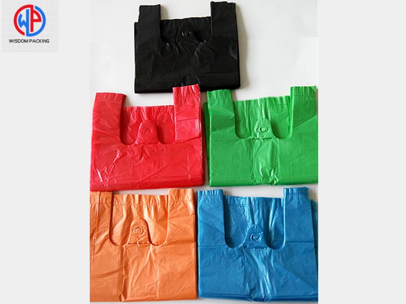 Plastic T-shirt bags with colorful
