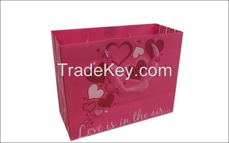 Pink Glossy Art Paper Shopping Bag with Handles
