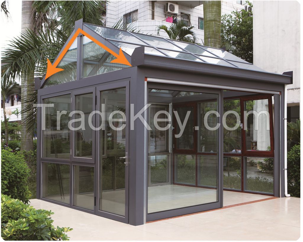 aluminium double tempered galss sunroom with gable roof