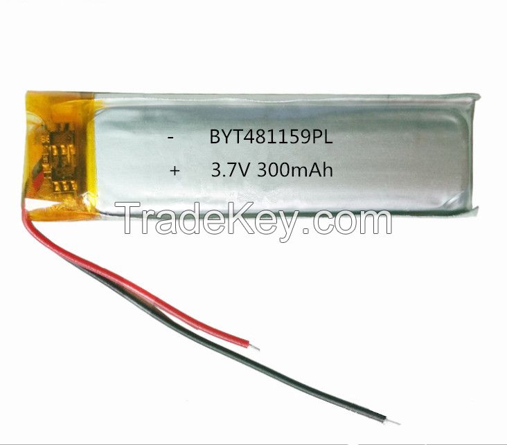 MSDS UN38.3 passed 481159 3.7v 300mAh li polymer battery for voice recorder 