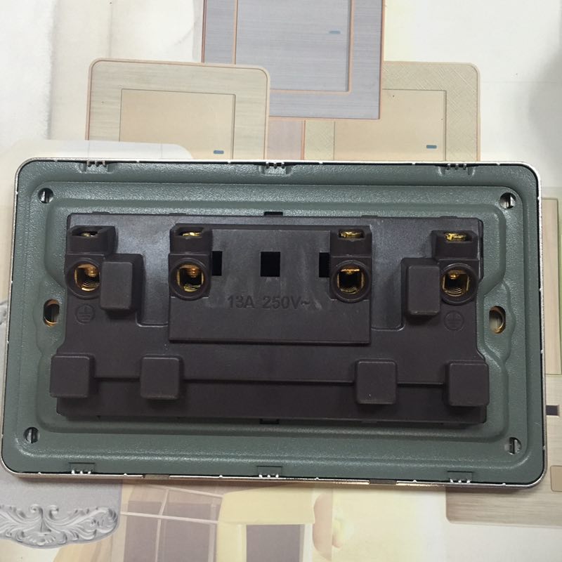UK 3-pin with neon electrical outlets types 13A BS standard