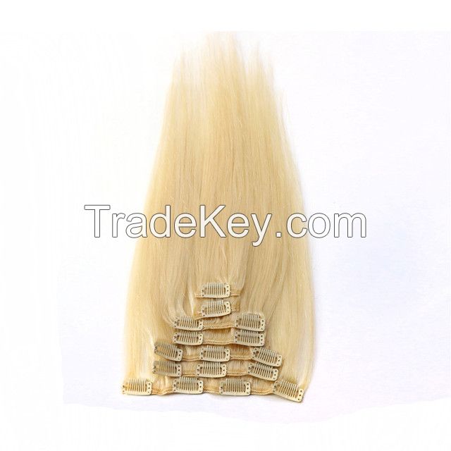 Wholesale Cuticle European Cheap 100 Human Blond Clip In Hair Extensio