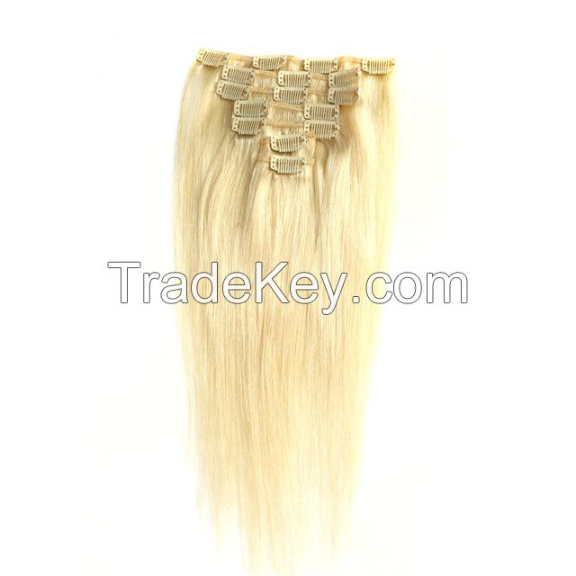 Wholesale Cuticle European Cheap 100 Human Blond Clip In Hair Extensio