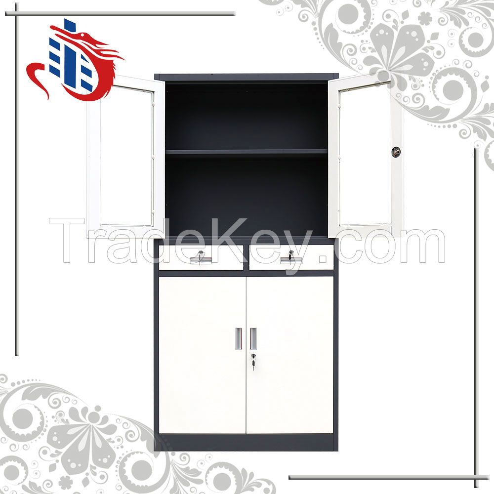 glass door steel cabinet filing cupboard office furniture filing cabinet from LUOYANG FENGLONG