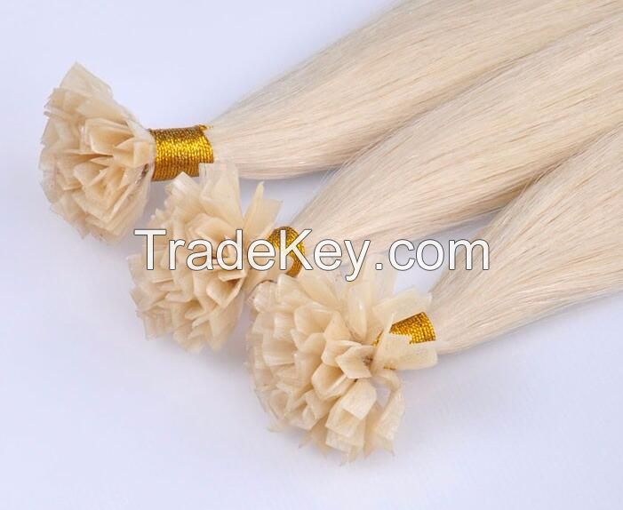 Wholesale beauty 20" blonde virgin Brazilian human hair I tip hair extensions best selling products