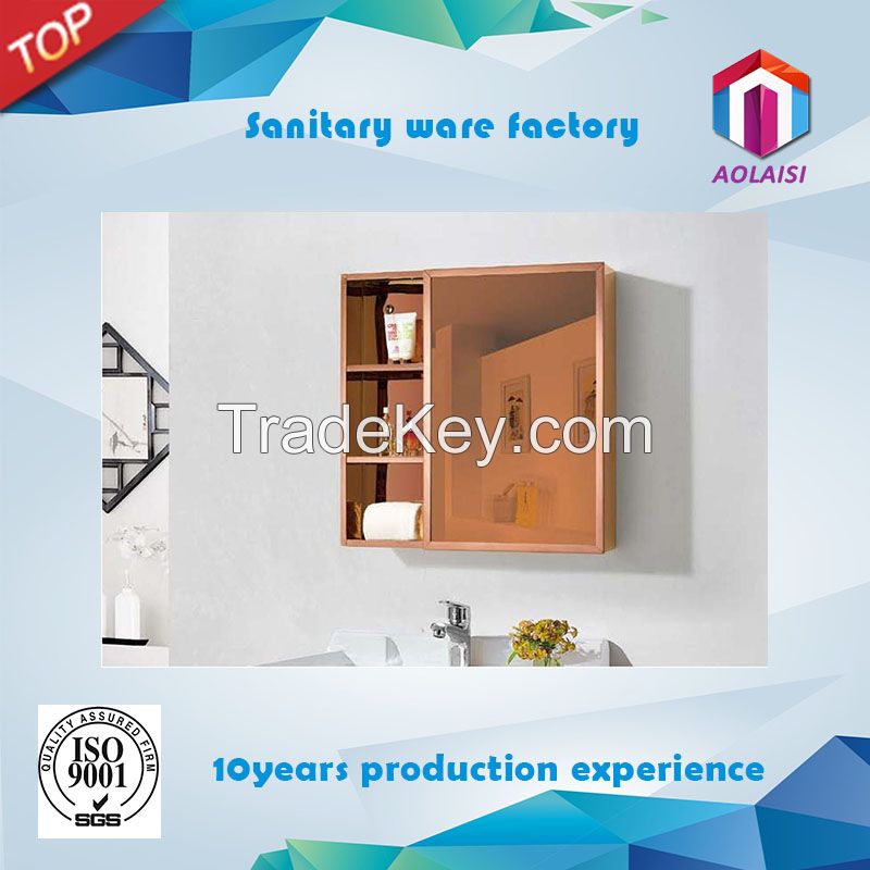 AL-042 Aolaisi Foshan Rose Golden Glass Frameless Bathroom Mirror Cabinet