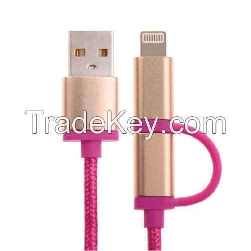 2 in 1 Lightning and Micro USB Data Charging Cable