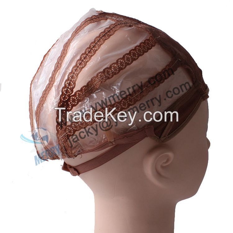 Breathable Wig Cap Hairnet Adjustable Nylon Weaving Mesh Wig Caps With Lace Straps For Making Wig
