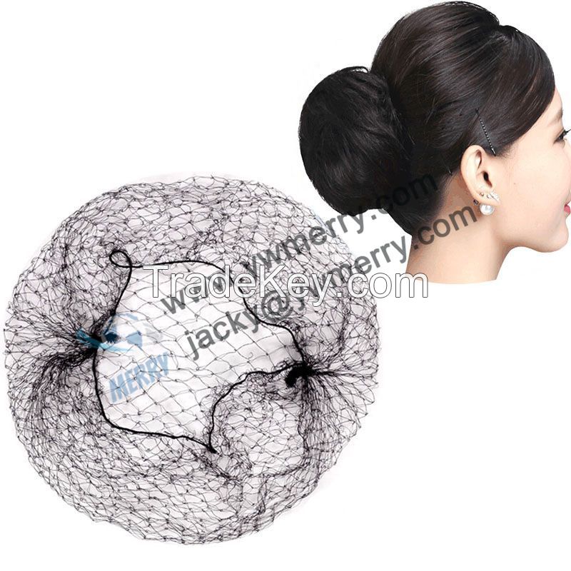 Top Quality Nylon Hair Net Star Dance Recital Buns / Hair Extension Weaving Cap Snood Brown Hairnets