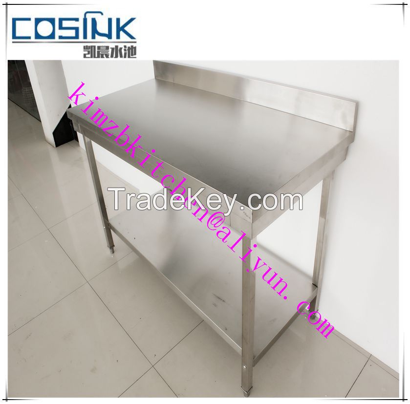 China OEM manufacture stainless steel commercial kitchen worktable with bottom shelf