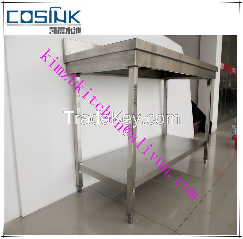 China OEM manufacture stainless steel commercial kitchen worktable with bottom shelf