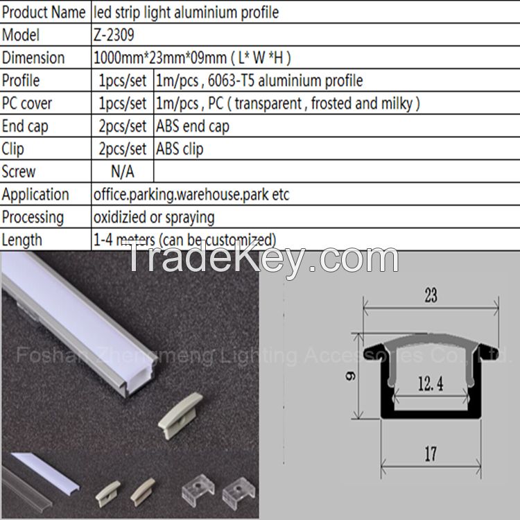 Customized (1m 2m 3m)LED Aluminium Extrusion Profile