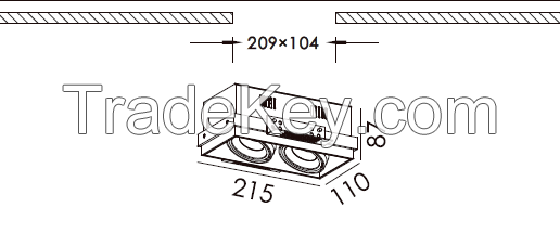 LED ceiling grille recessed light