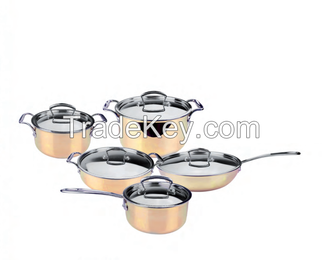 Tri-Ply Body Copper Cookware Set Kitchenware