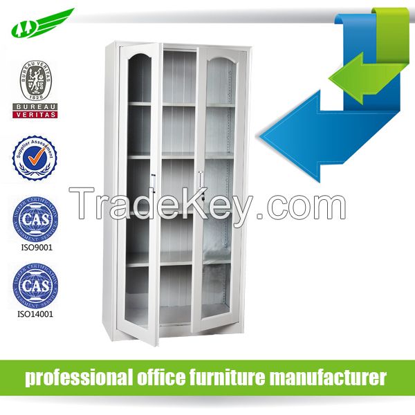 Factory Price office two glass doors metal storage filing cabinets with shelves