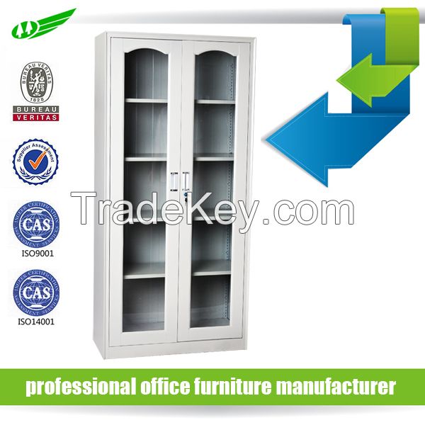 Factory Price office two glass doors metal storage filing cabinets with shelves