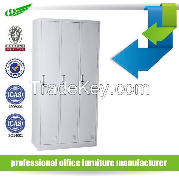 KD steel 3 doors metal Single Tier Ventilated Employee Lockers