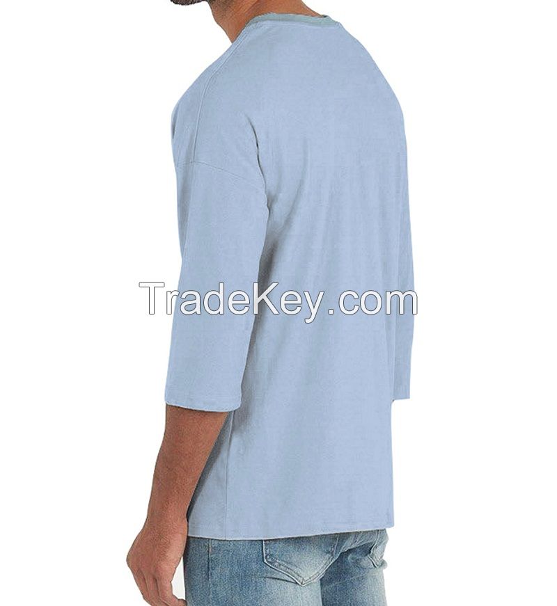 Men's 100% Cotton Henley T-shirts