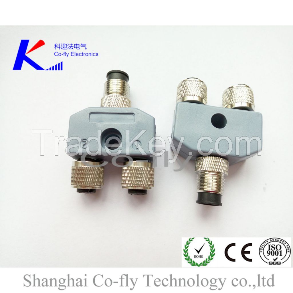 Coaxial Y Splitter and T-Splitter CAT6 PCB Jack M12 Waterproof Cable C