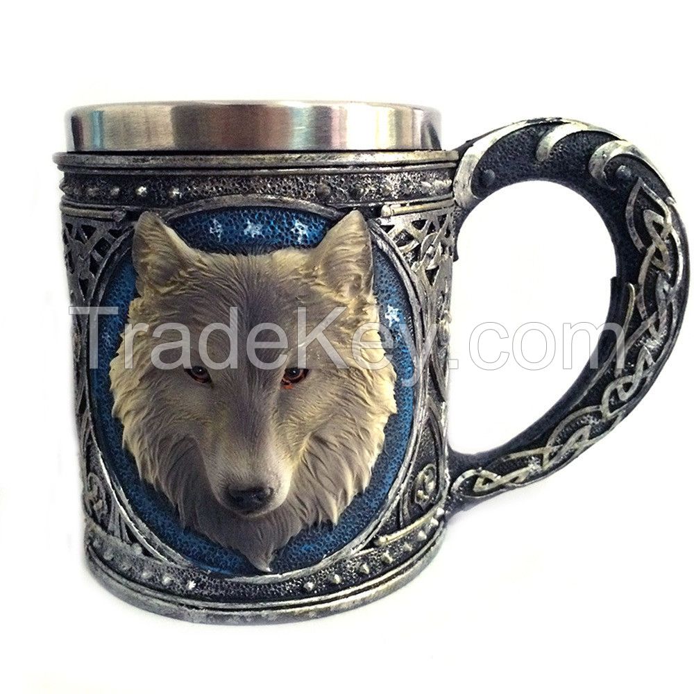 3D Skull Mugs Wolf Knight Tankard Dragon Cups