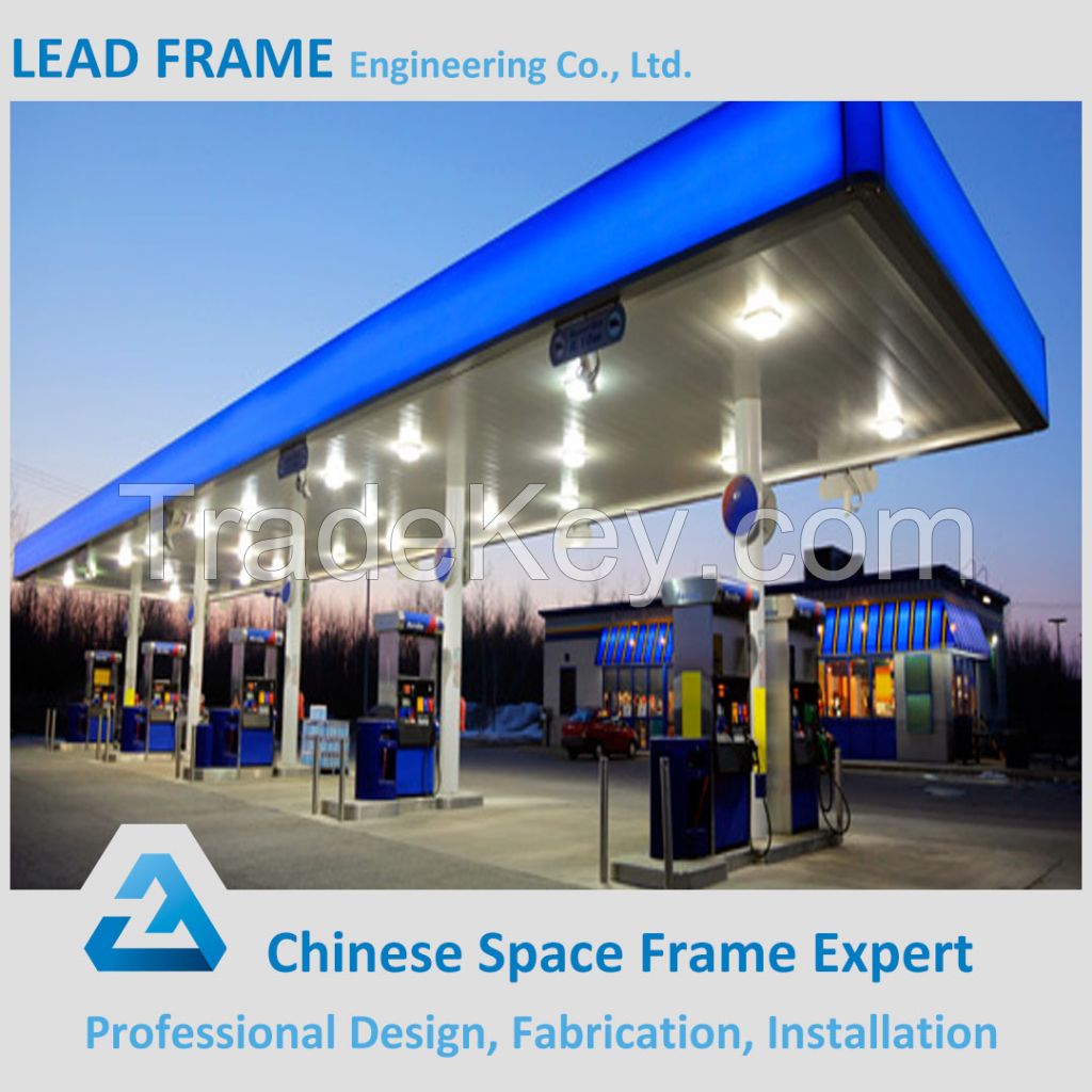 light weight steel structure gas station canopy