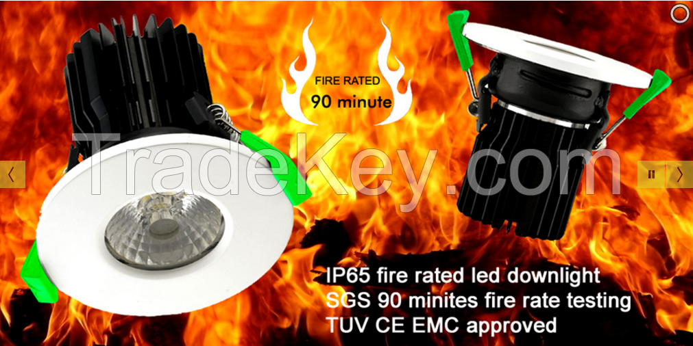 IP65 Fire rated led downlight SGS 90 minites fire rated testing TUV CE EMC Approved