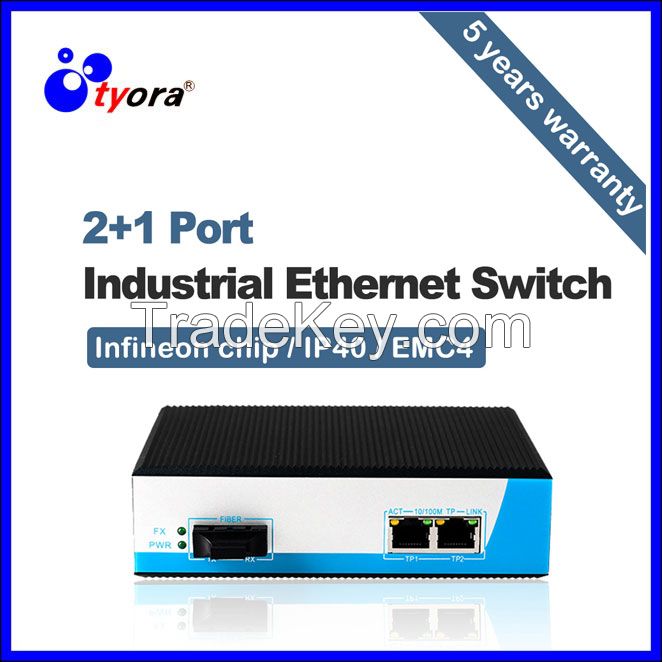 10/100Mbps 2 port  industrial poe media converter/poe switch 1 single fiber port