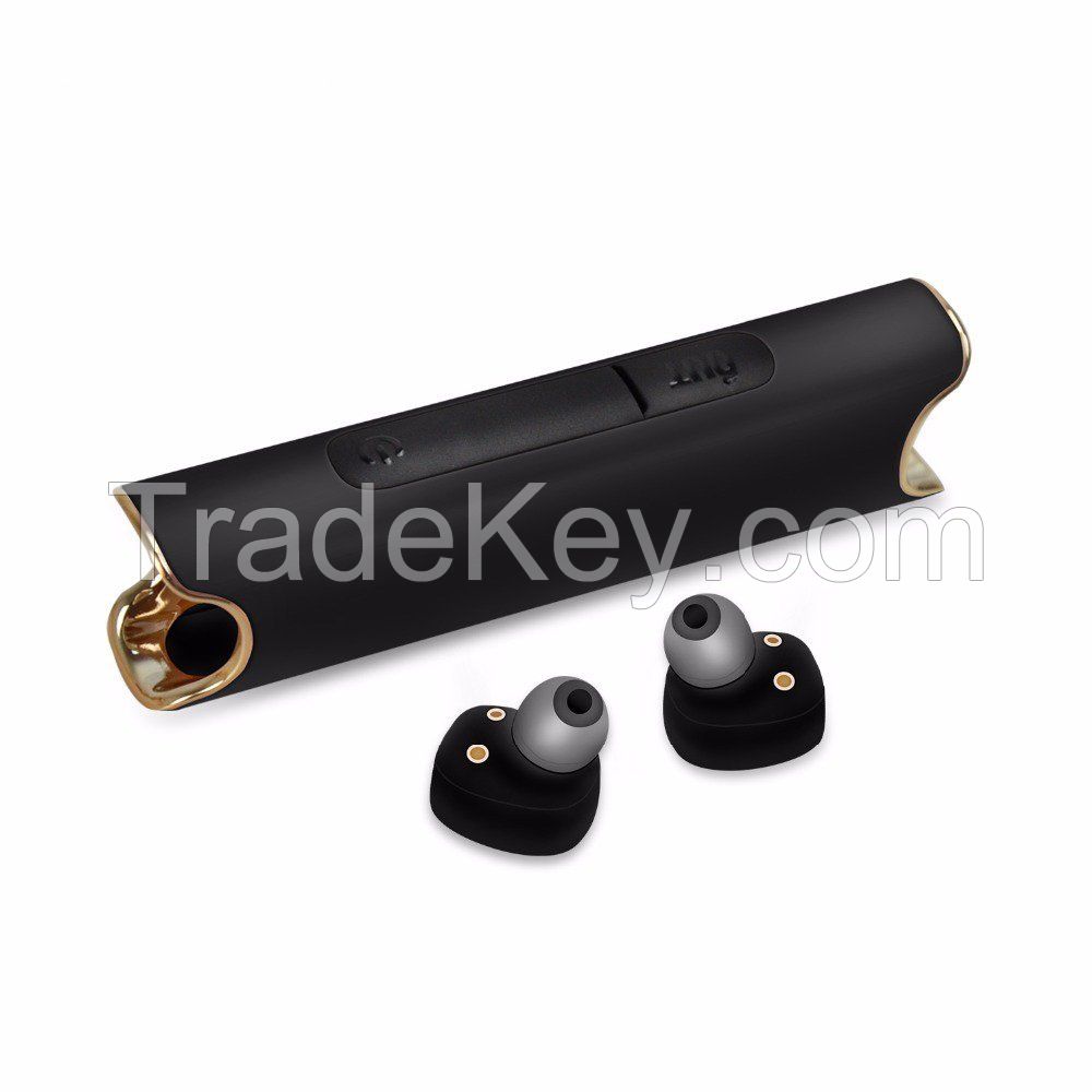Black Sweat resistance mini bluetooth 4.2 in-ear headset with surround sound, truly wireless earphone